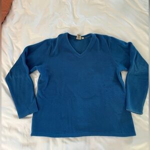 WM - LL Bean Blue Fleece V Neck Sweater